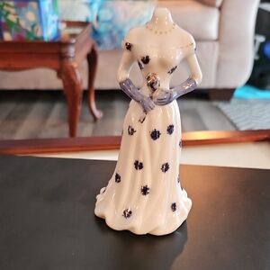 Limoges Porcelain Figurine with Blue Floral Design